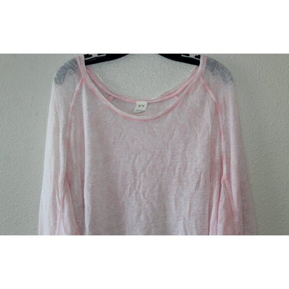 We The Free Womens Pink Sheer Pullover Oversized Linen Blend Sweater S - Picture 2 of 5